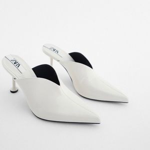 Patent Finish Heeled Mules